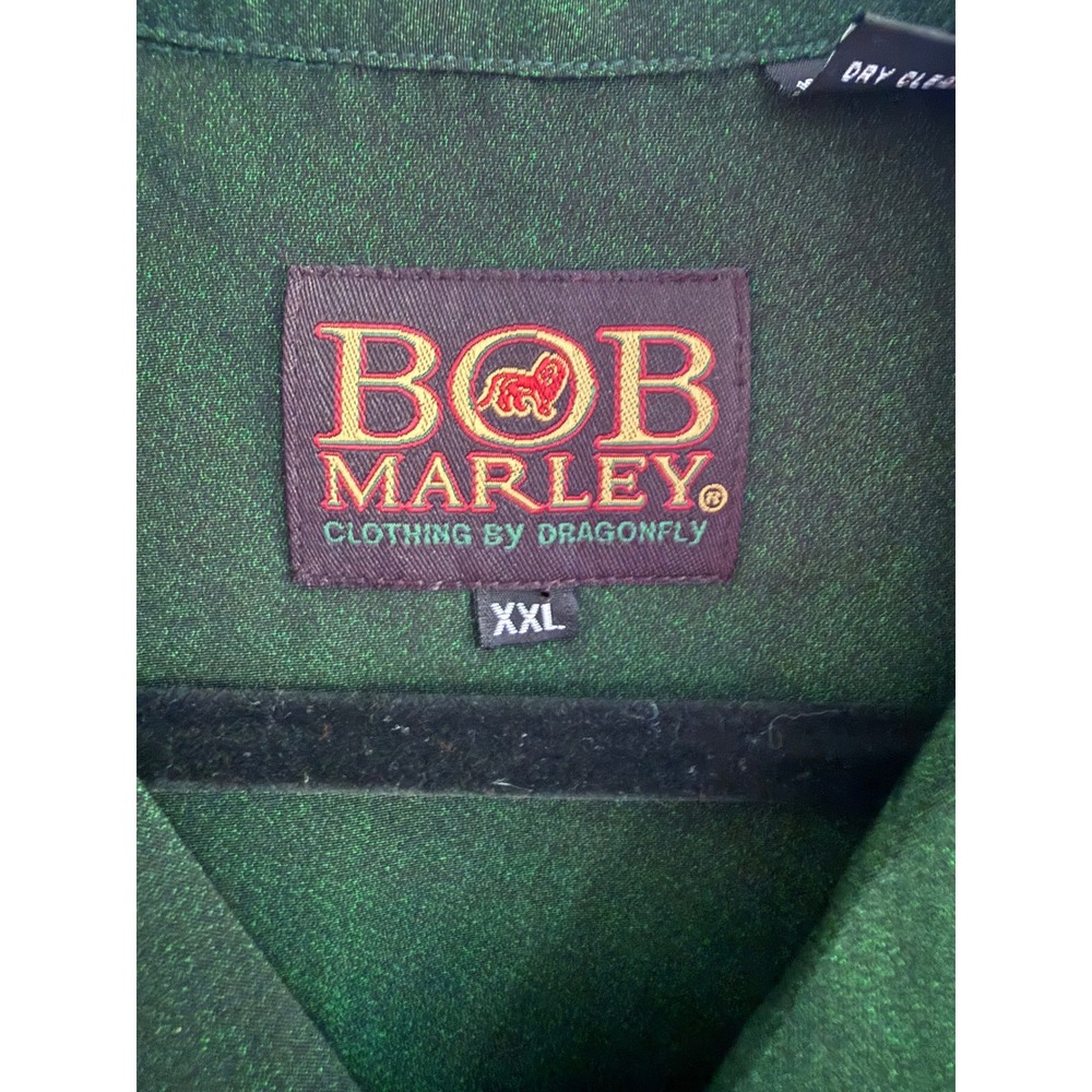 Vintage Y2K Dragonfly Co. Bob Marley Rasta Button Up Shirt Men's 2XL Like New - Picture 4 of 12